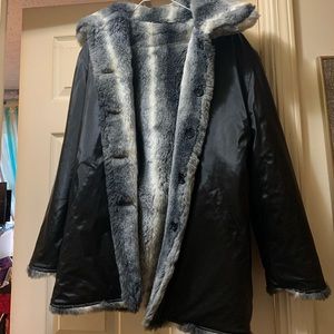 Faux fur reversible coat